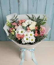 Букет цветов из:  Розы, Лизиантусы и Хризантемы в Оредеж
