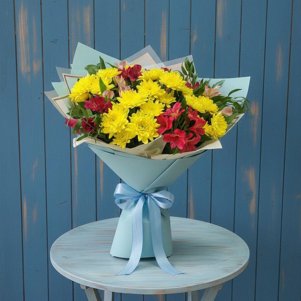 Букет цветов из: Альстромерии и Хризантемы в Оредеж