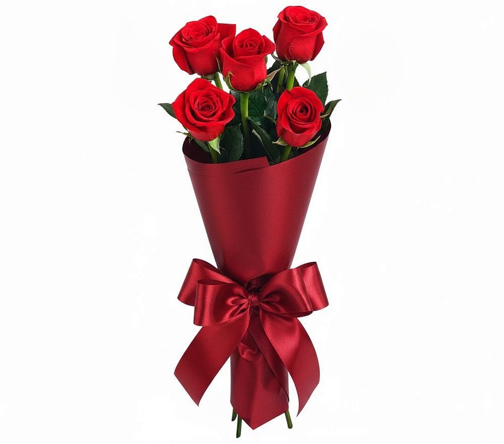 Букет 5 Красных роз Эдлесс Лав в Оредеж