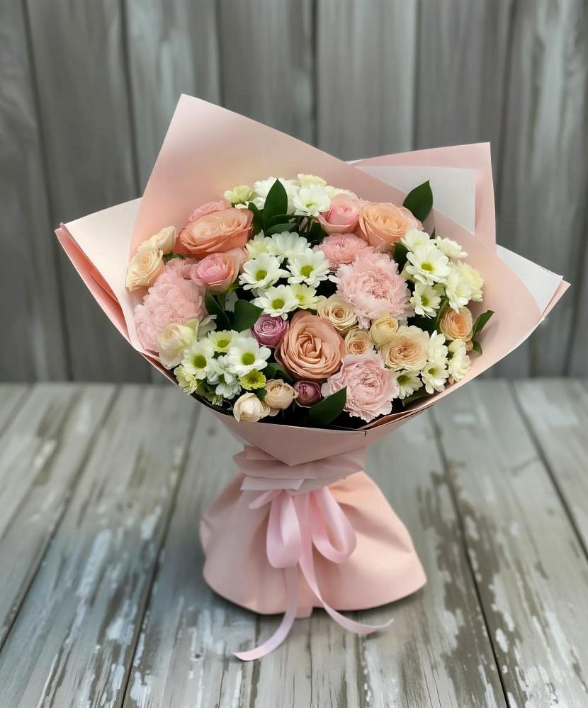 Букет цветов из: Гвоздики, Розы и Хризантемы в Оредеж