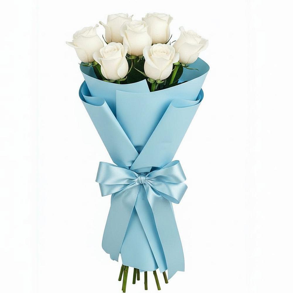 Букет 7 белых роз Проуд в Оредеж