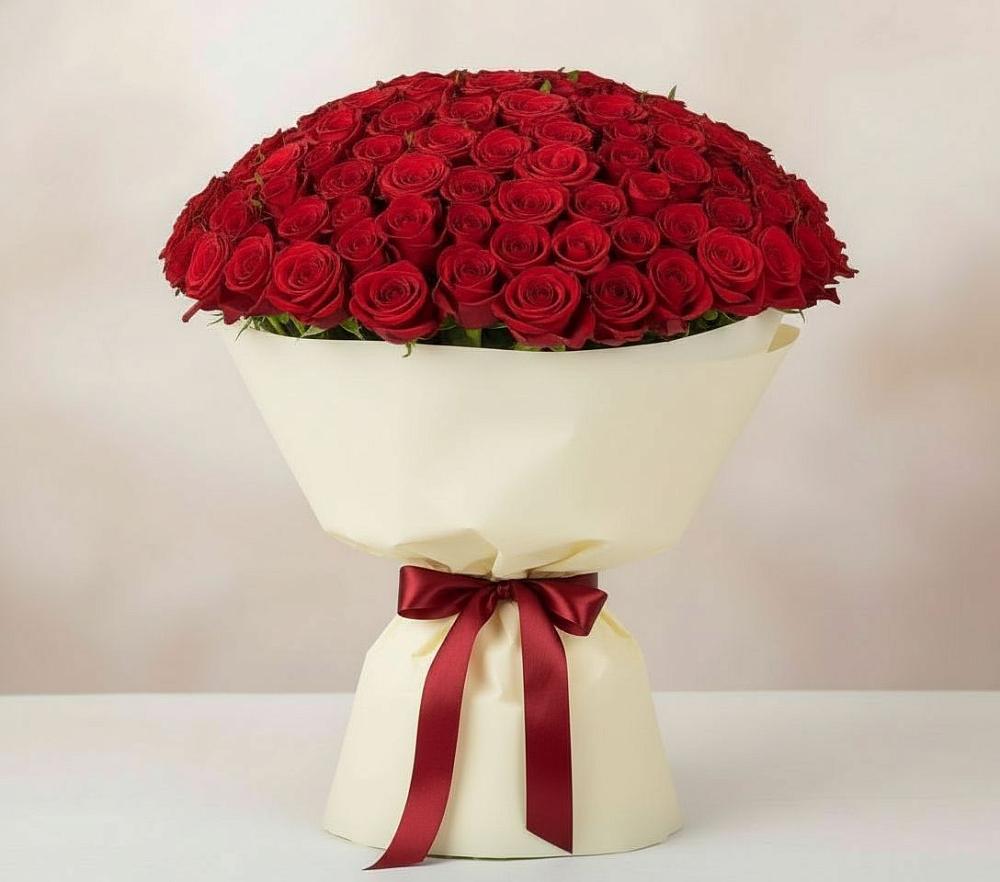 Букет 101 Красная роза Милано в Оредеж