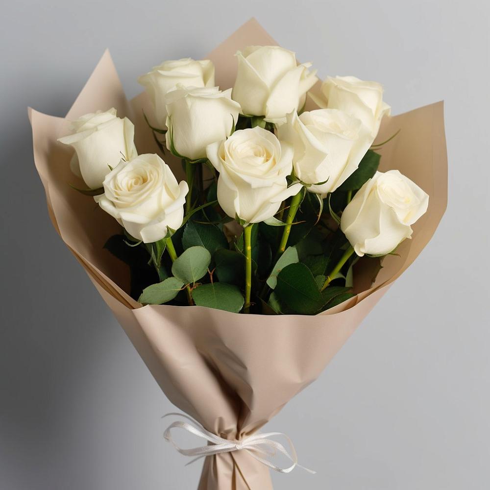 Букет 9 Белых роз Эдлесс Лав в Оредеж