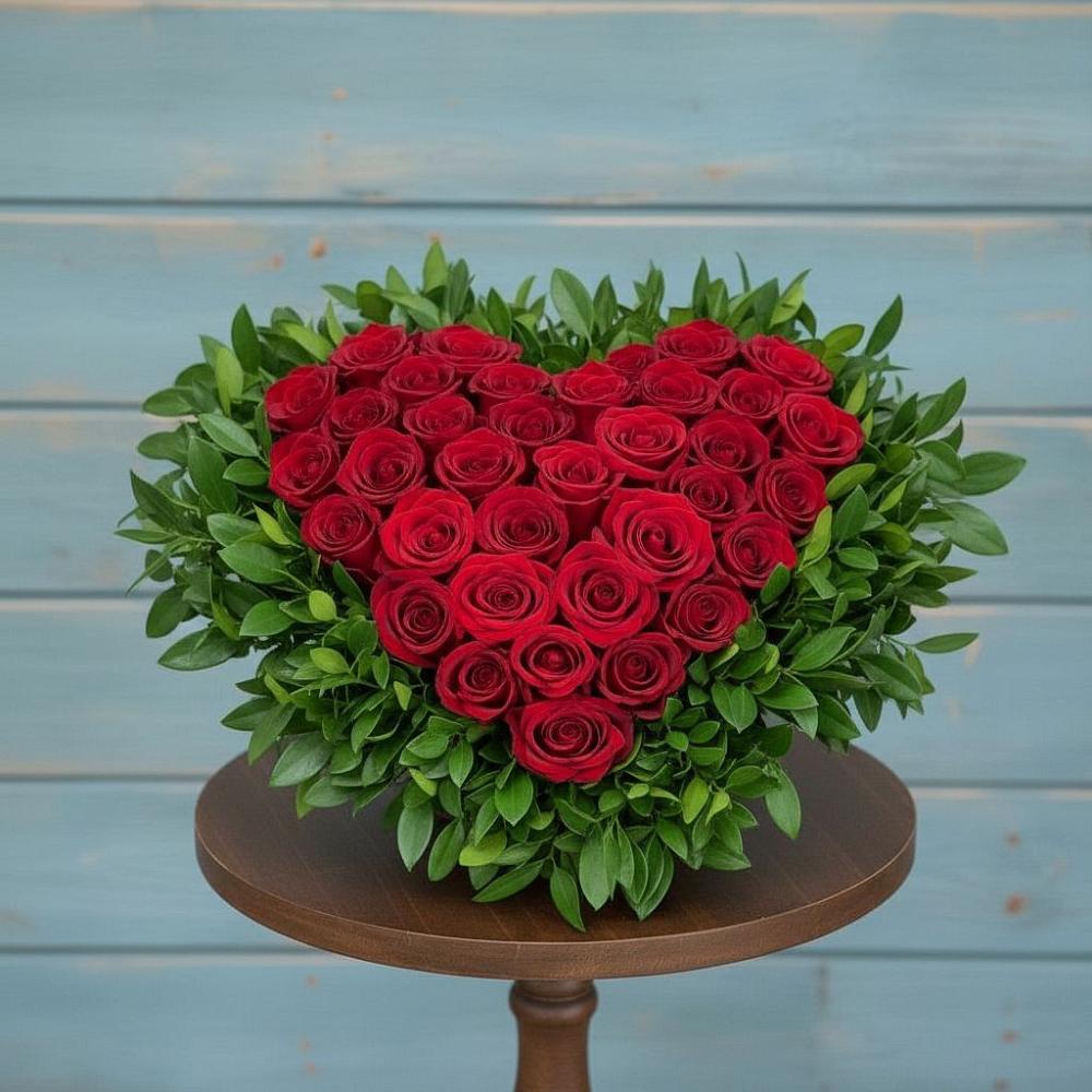 Цветочная композиция из Розы в виде сердца в Оредеж