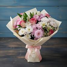 Букет цветов из:  Хризантемы, Альстромерии и Розы в Оредеж