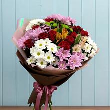 Букет цветов из:  Розы, Хризантемы и Альстромерии в Оредеж