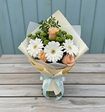 Букет цветов из:  Герберы, Розы и Хризантемы в Оредеж