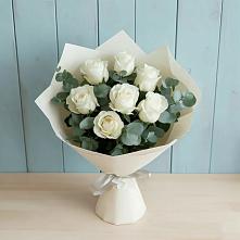 Букет Белые розы в Эвкалипте #REPLACE_PRED# Оредеж